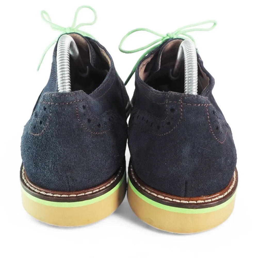 Banana Republic Taylor Wingtip Suede Oxfords Navy‎ / Lime Men's 10M